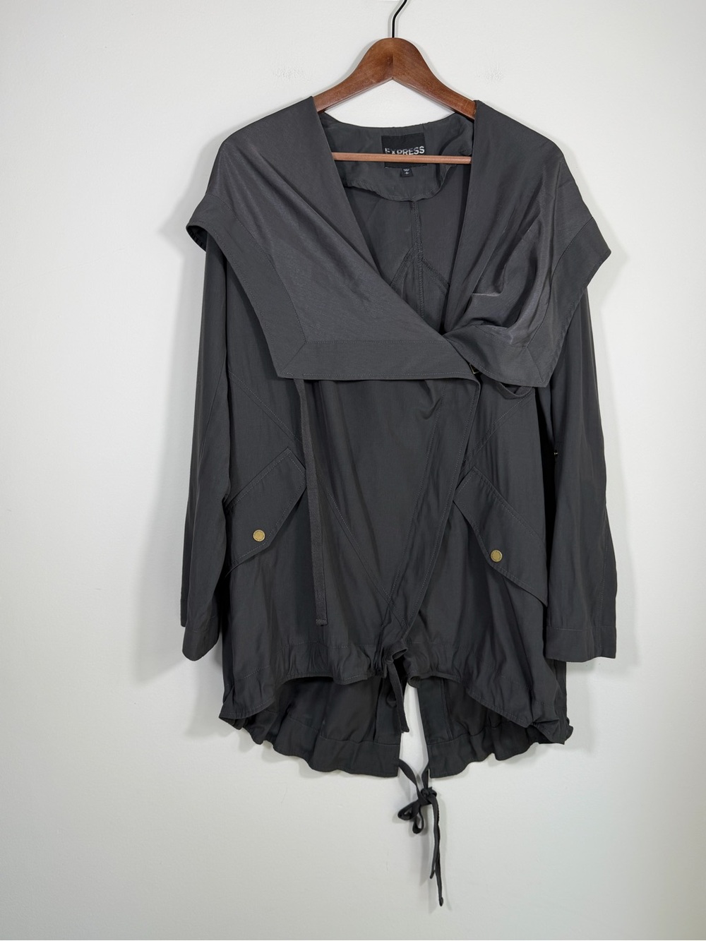 Express Charcoal Gray Hooded Utility Anorak Jacket Size Small